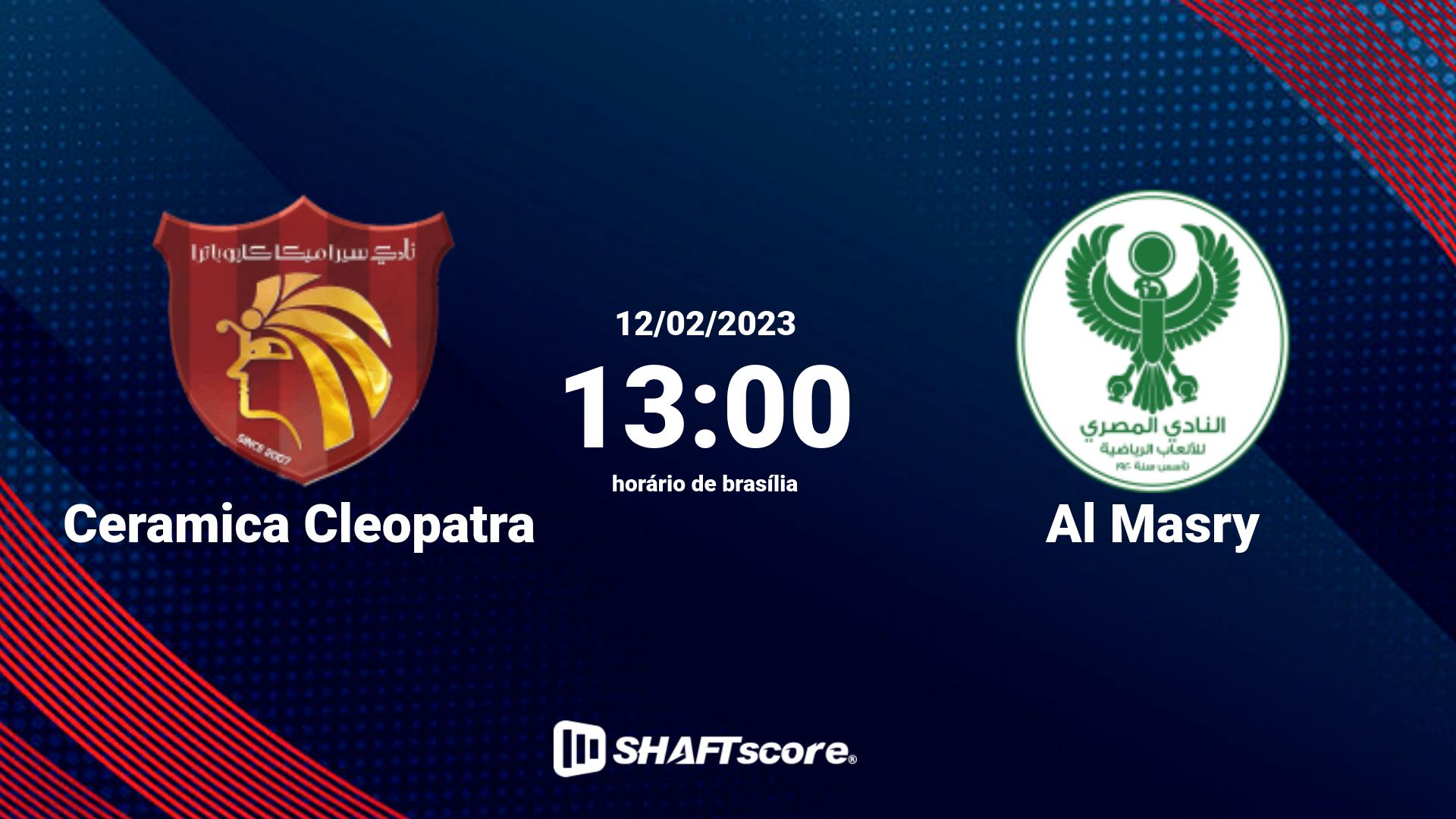 Estatísticas do jogo Ceramica Cleopatra vs Al Masry 12.02 13:00