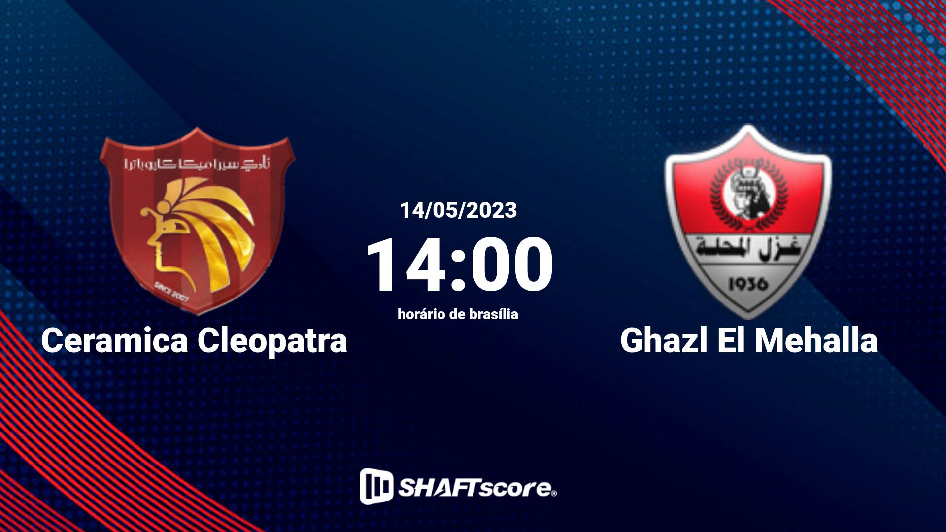 Estatísticas do jogo Ceramica Cleopatra vs Ghazl El Mehalla 14.05 14:00