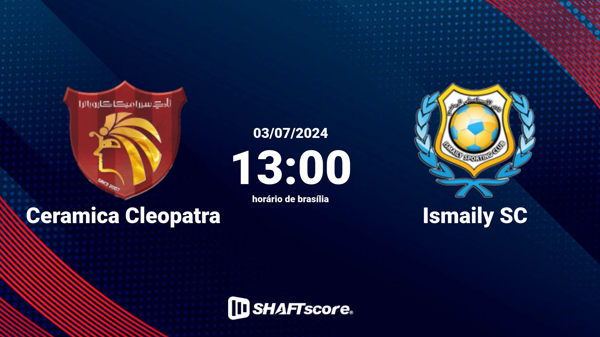 Estatísticas do jogo Ceramica Cleopatra vs Ismaily SC 03.07 13:00