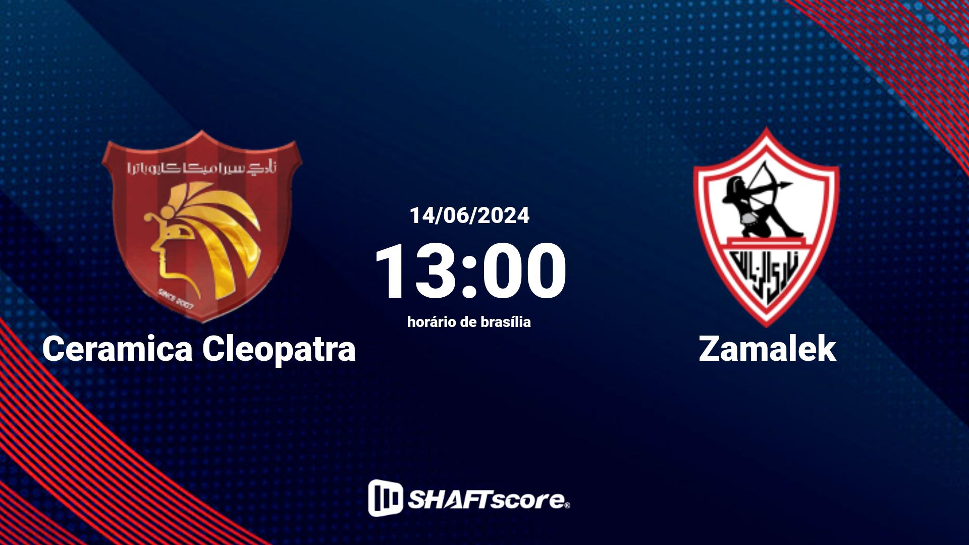 Estatísticas do jogo Ceramica Cleopatra vs Zamalek 14.06 13:00