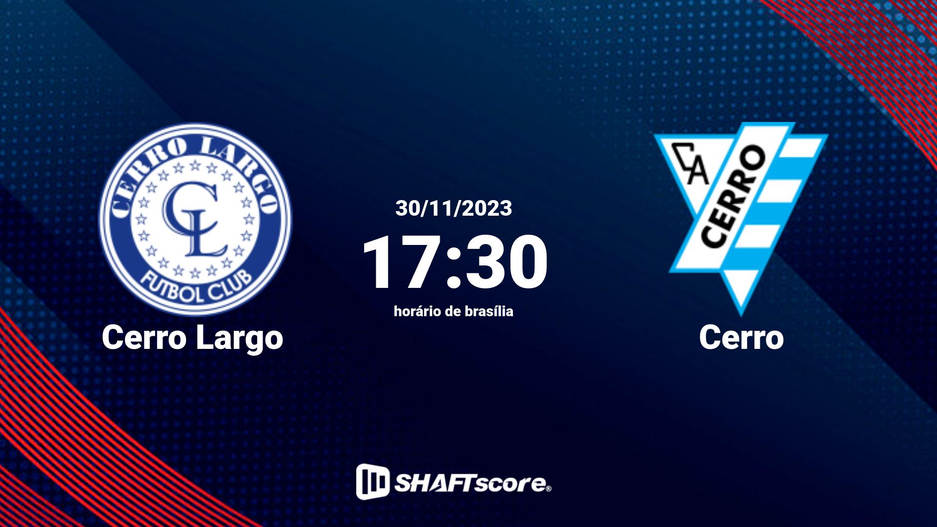 Estatísticas do jogo Cerro Largo vs Cerro 30.11 17:30