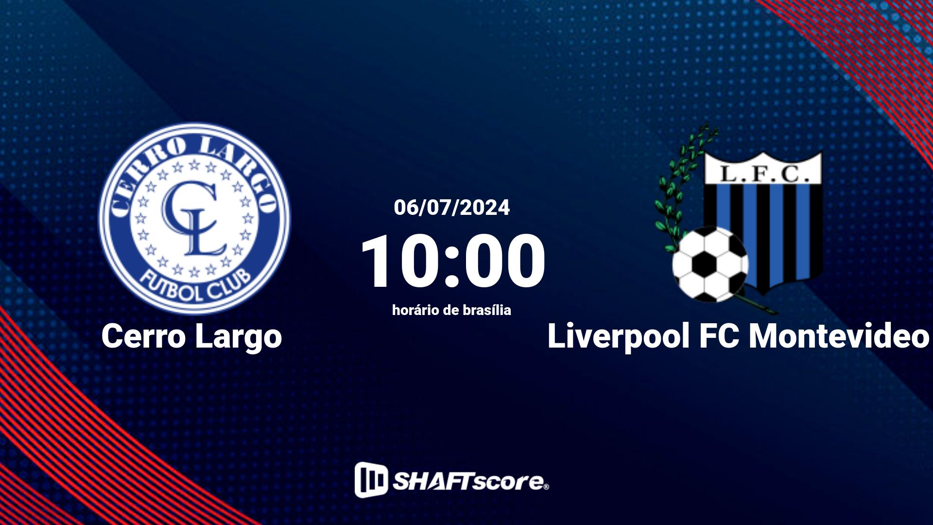 Estatísticas do jogo Cerro Largo vs Liverpool FC Montevideo 06.07 10:00