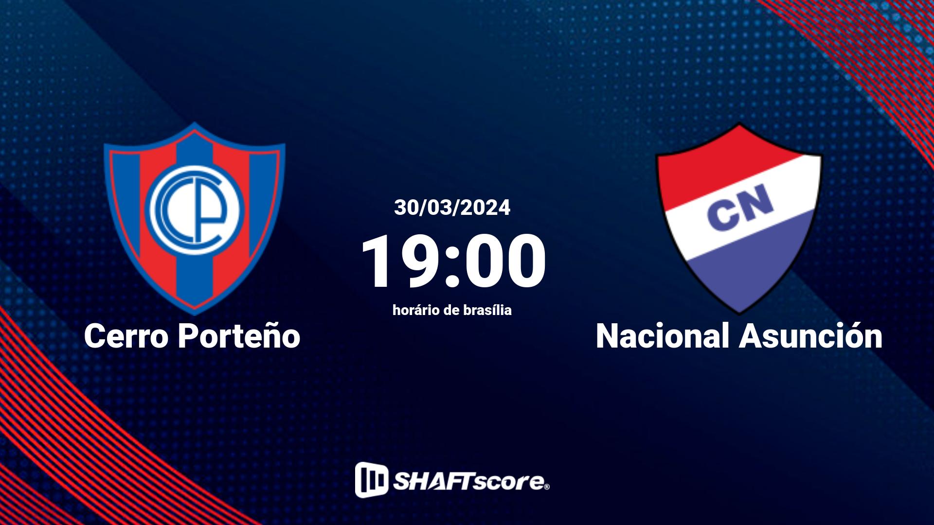 Estatísticas do jogo Cerro Porteño vs Nacional Asunción 30.03 19:00