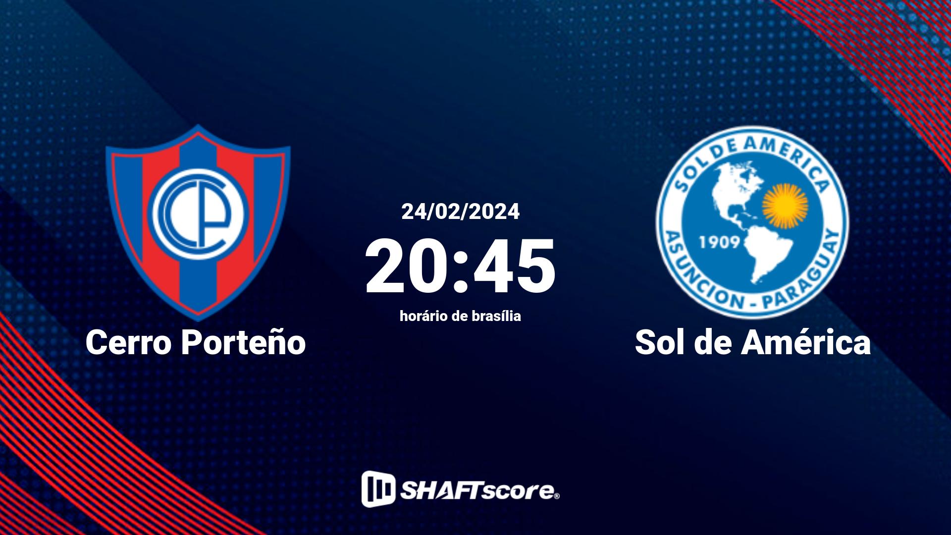 Estatísticas do jogo Cerro Porteño vs Sol de América 24.02 20:45