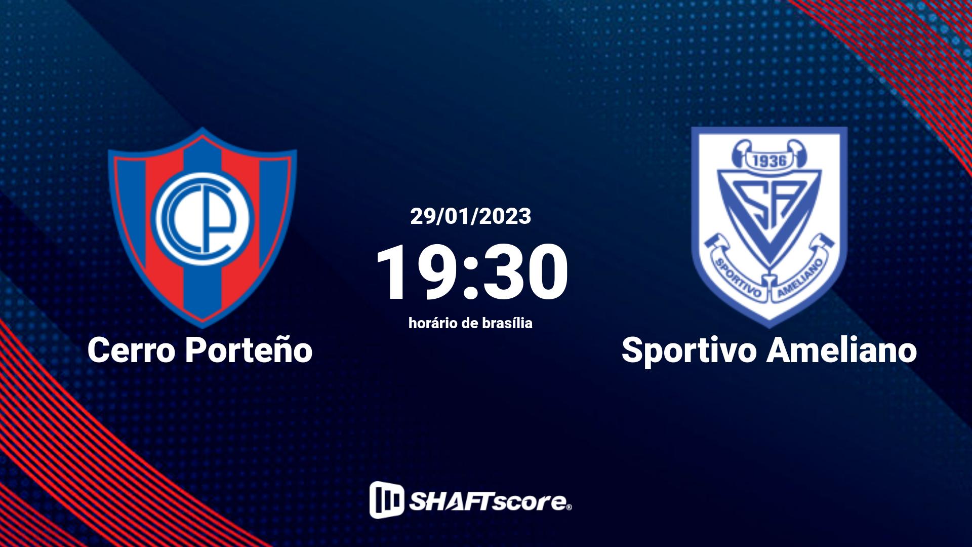 Estatísticas do jogo Cerro Porteño vs Sportivo Ameliano 29.01 19:30