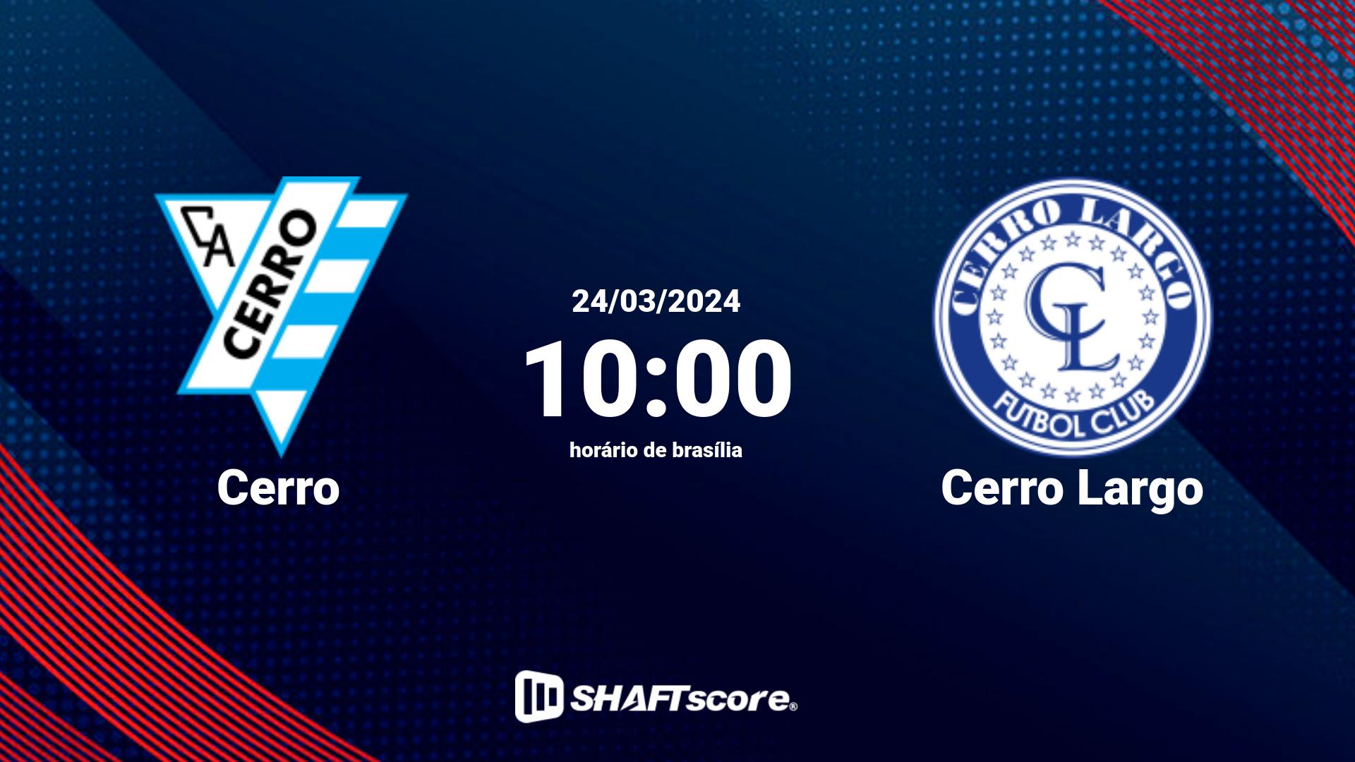 Estatísticas do jogo Cerro vs Cerro Largo 24.03 10:00