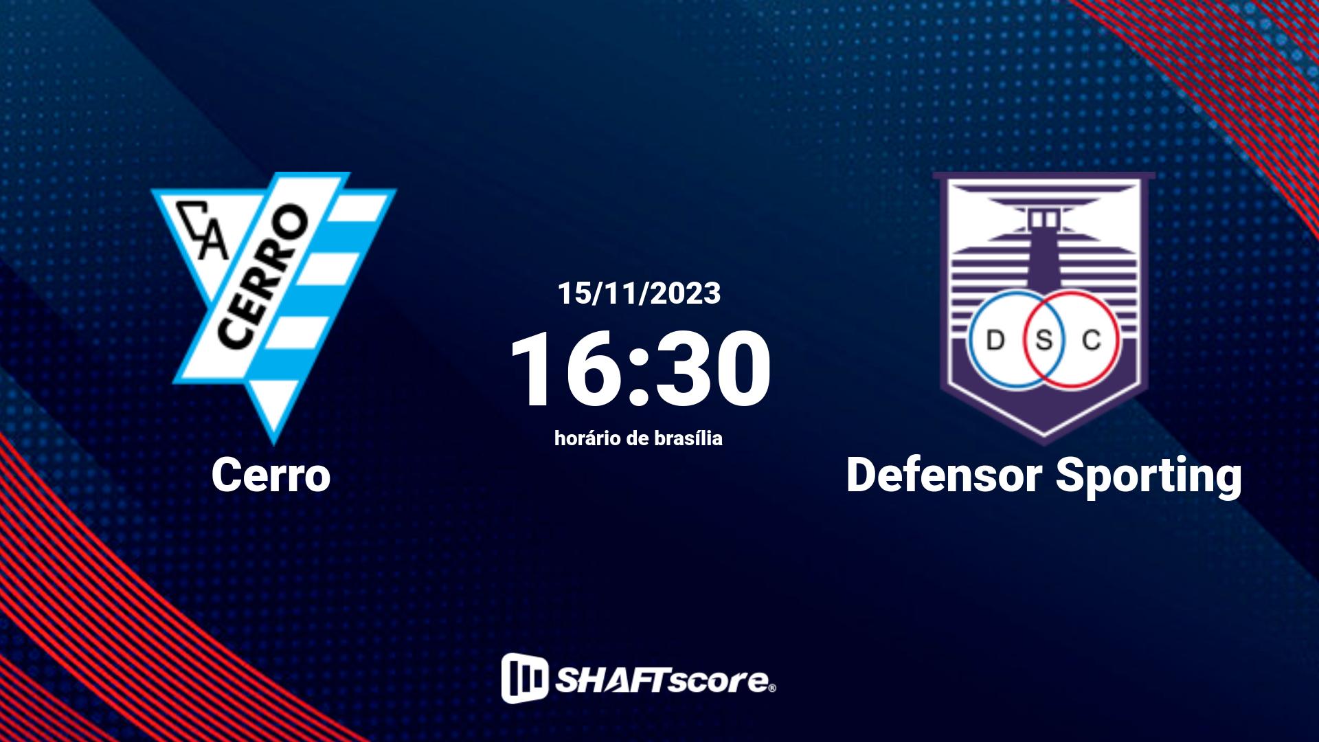 Estatísticas do jogo Cerro vs Defensor Sporting 15.11 16:30