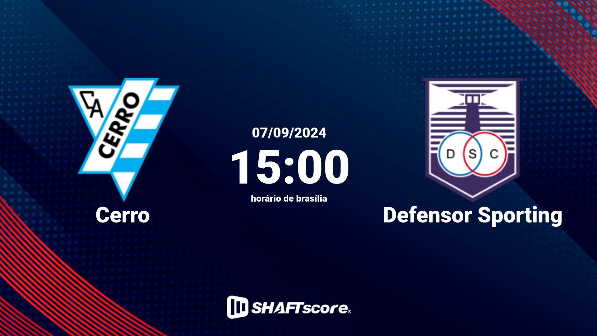 Estatísticas do jogo Cerro vs Defensor Sporting 07.09 15:00