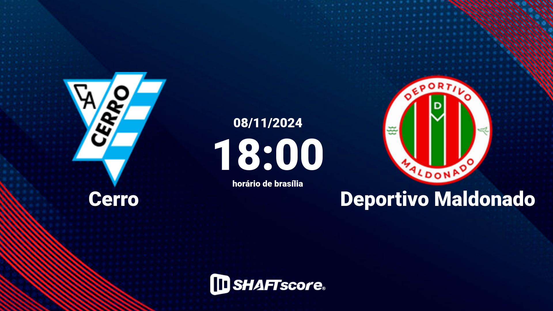 Estatísticas do jogo Cerro vs Deportivo Maldonado 08.11 18:00