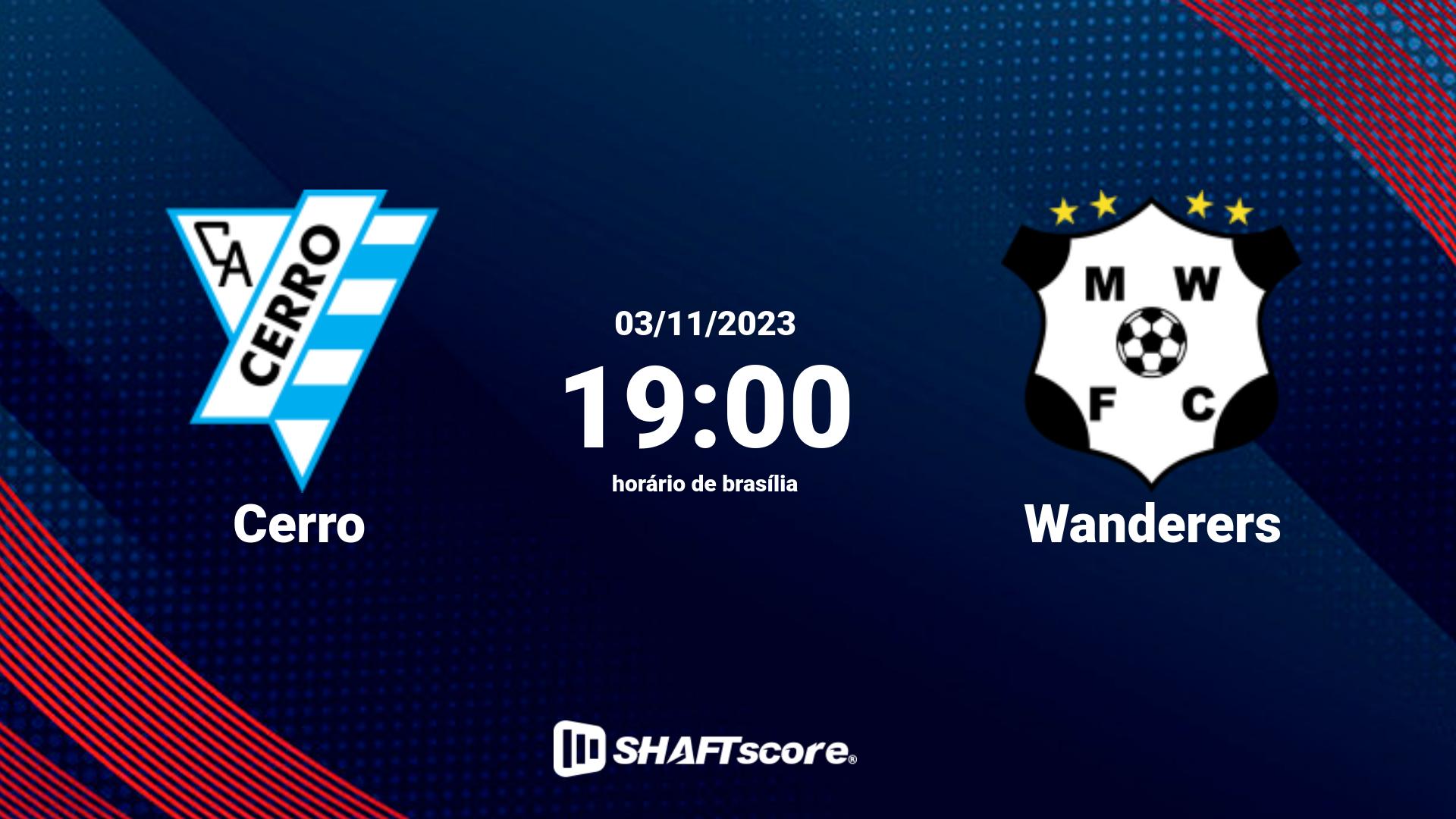 Estatísticas do jogo Cerro vs Wanderers 03.11 19:00