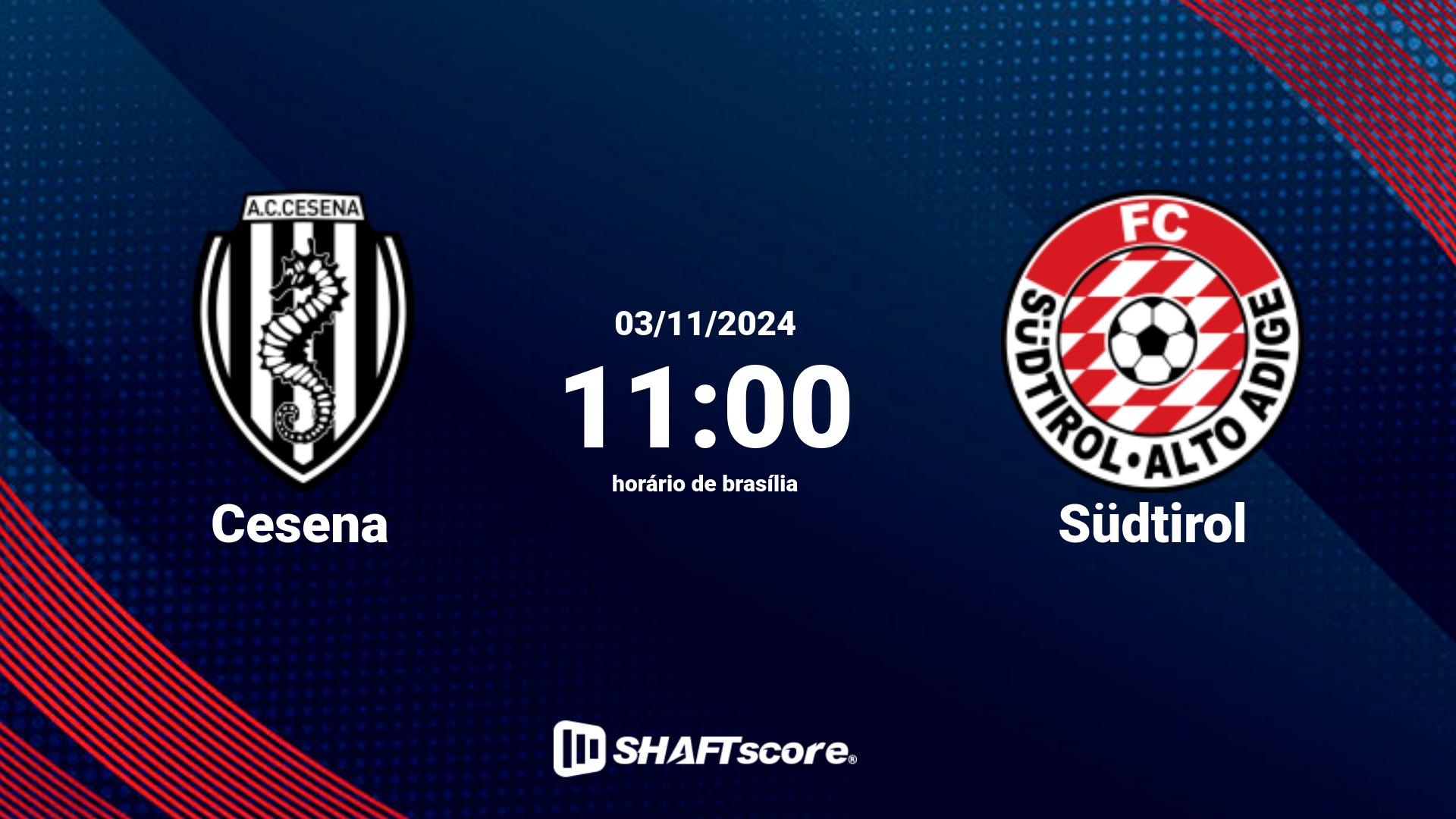 Estatísticas do jogo Cesena vs Südtirol 03.11 11:00