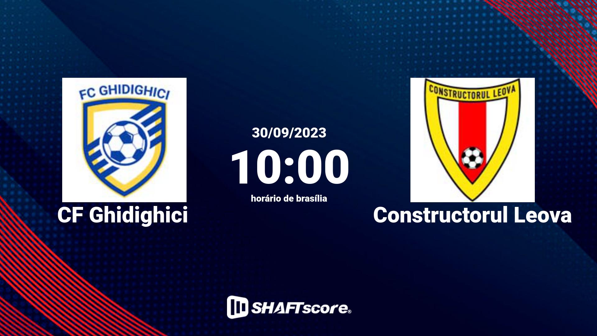 Estatísticas do jogo CF Ghidighici vs Constructorul Leova 30.09 10:00
