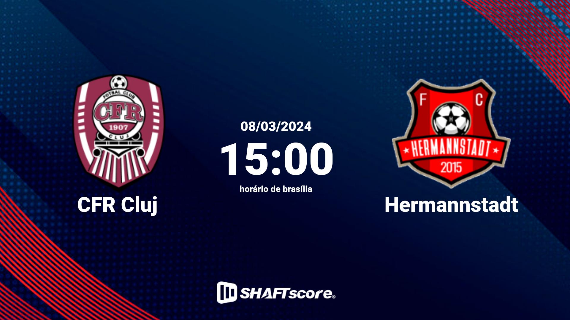 Estatísticas do jogo CFR Cluj vs Hermannstadt 08.03 15:00