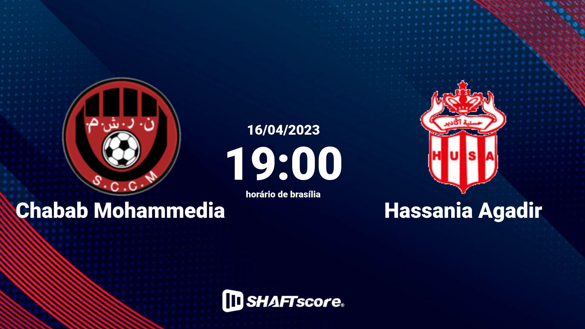 Estatísticas do jogo Chabab Mohammedia vs Hassania Agadir 16.04 19:00