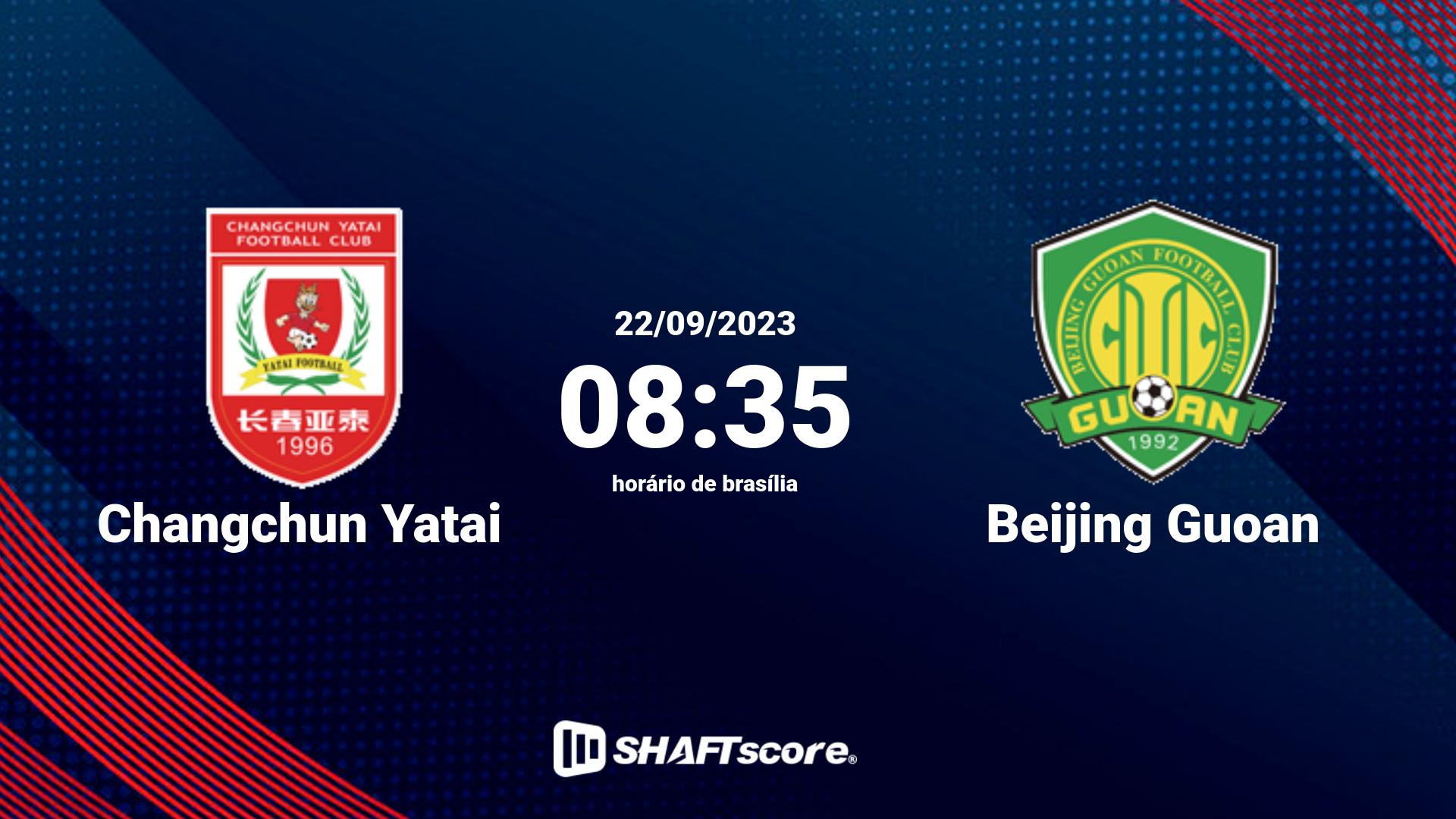 Estatísticas do jogo Changchun Yatai vs Beijing Guoan 22.09 08:35