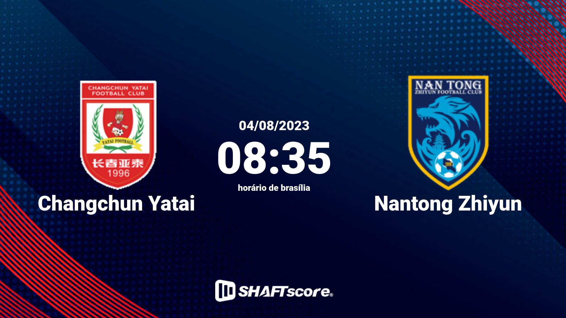 Estatísticas do jogo Changchun Yatai vs Nantong Zhiyun 04.08 08:35