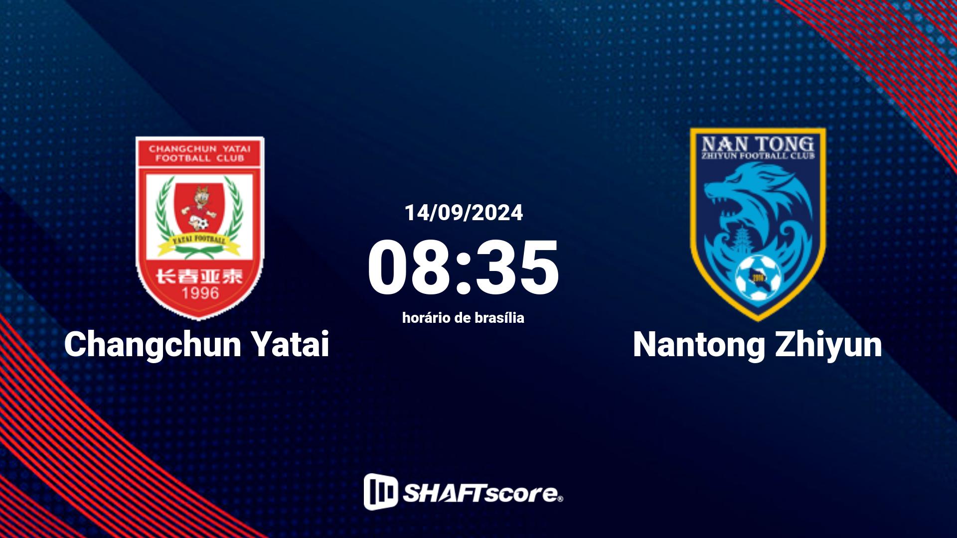 Estatísticas do jogo Changchun Yatai vs Nantong Zhiyun 14.09 08:35