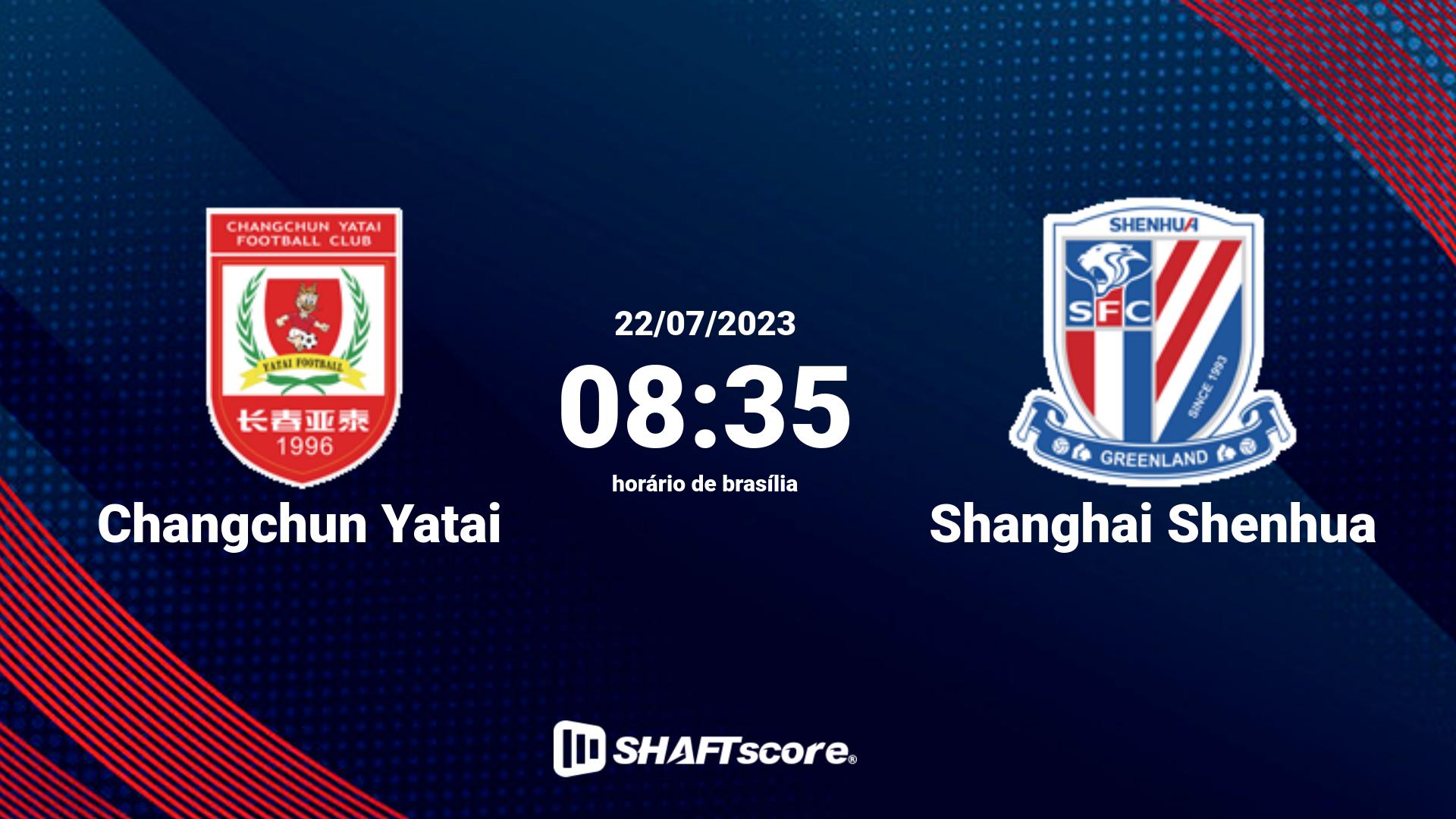 Estatísticas do jogo Changchun Yatai vs Shanghai Shenhua 22.07 08:35