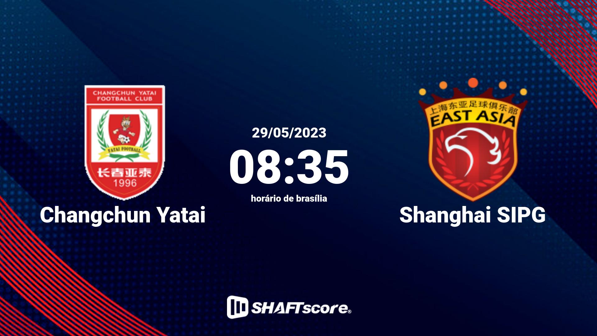 Estatísticas do jogo Changchun Yatai vs Shanghai SIPG 29.05 08:35