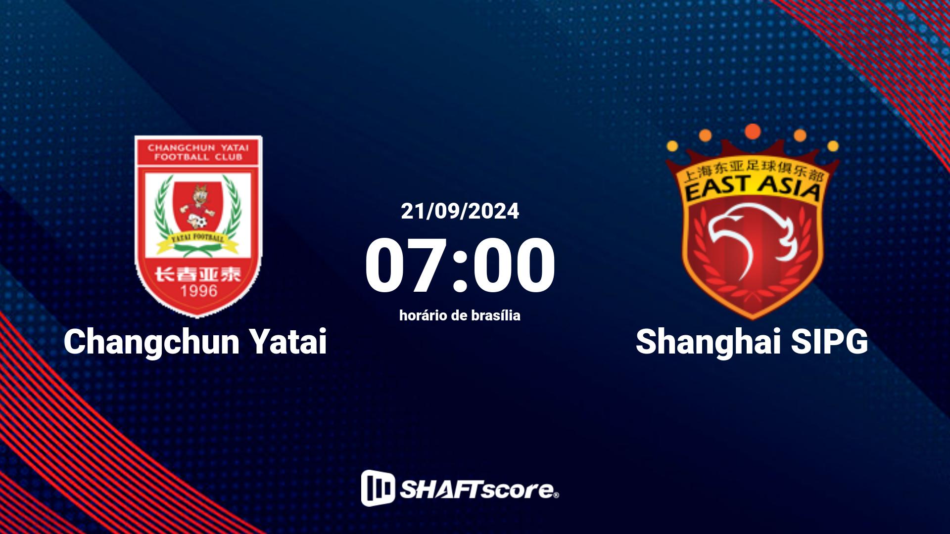 Estatísticas do jogo Changchun Yatai vs Shanghai SIPG 21.09 07:00