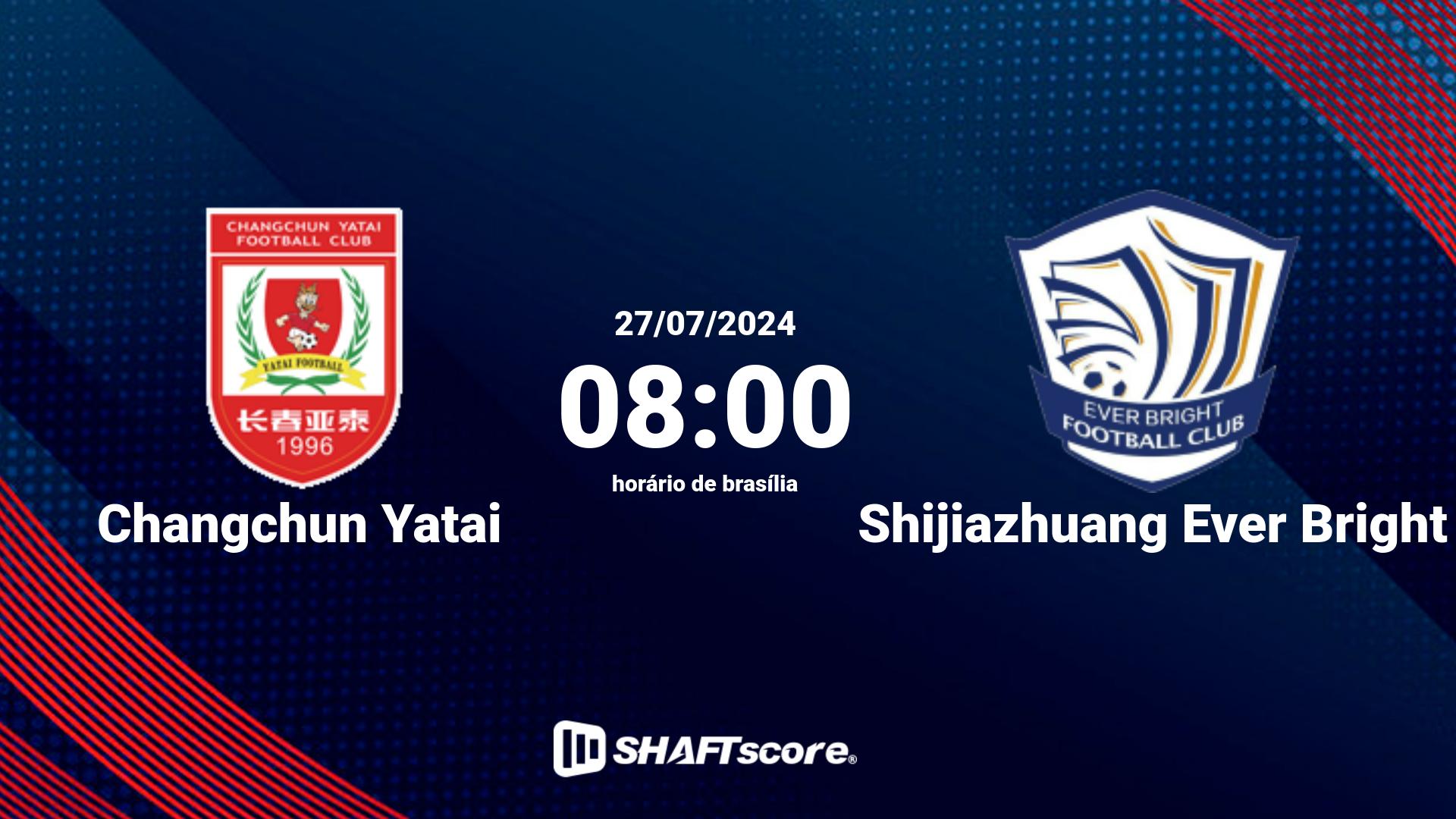 Estatísticas do jogo Changchun Yatai vs Shijiazhuang Ever Bright 27.07 08:00