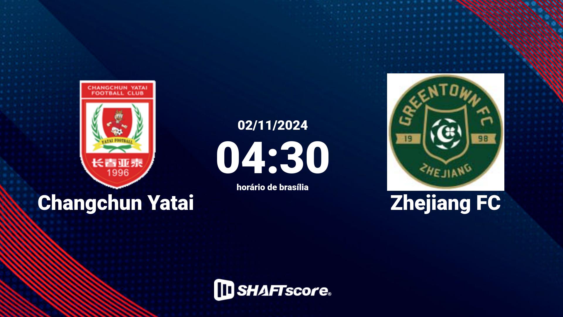 Estatísticas do jogo Changchun Yatai vs Zhejiang FC 02.11 04:30