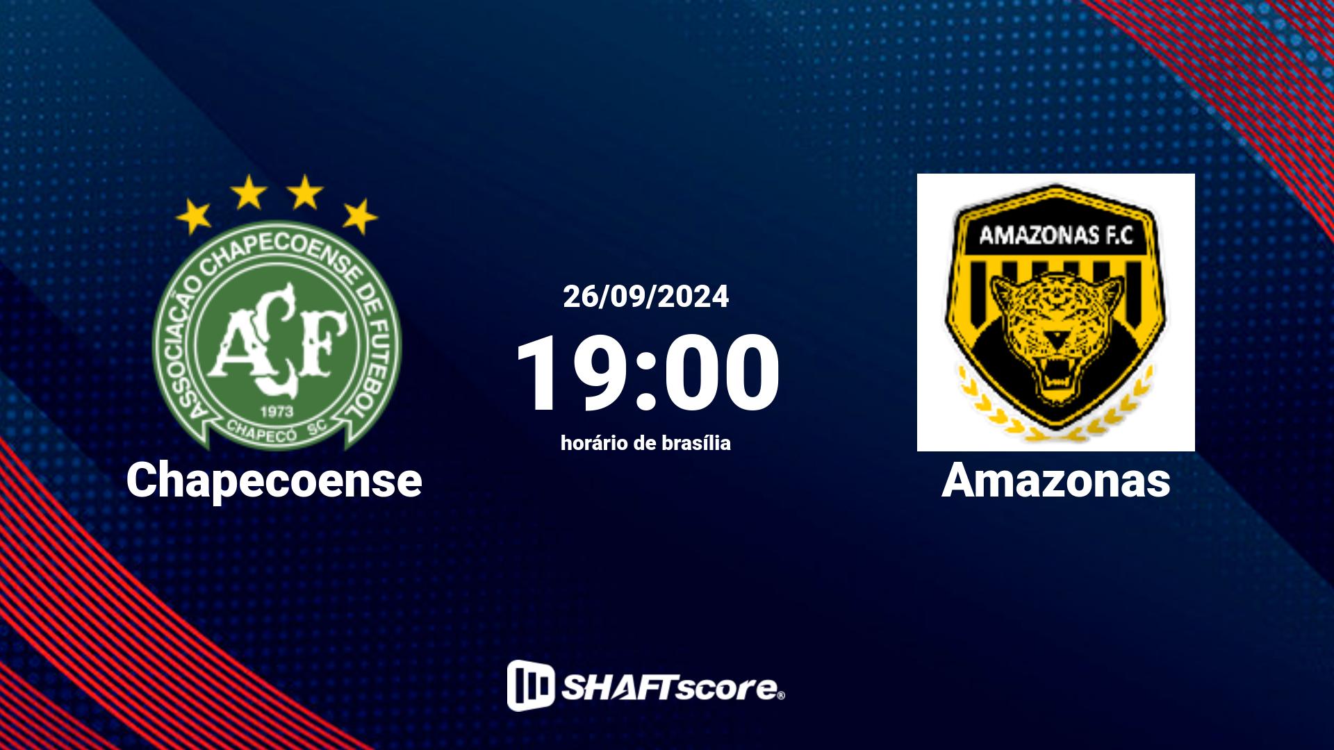 Estatísticas do jogo Chapecoense vs Amazonas 26.09 19:00