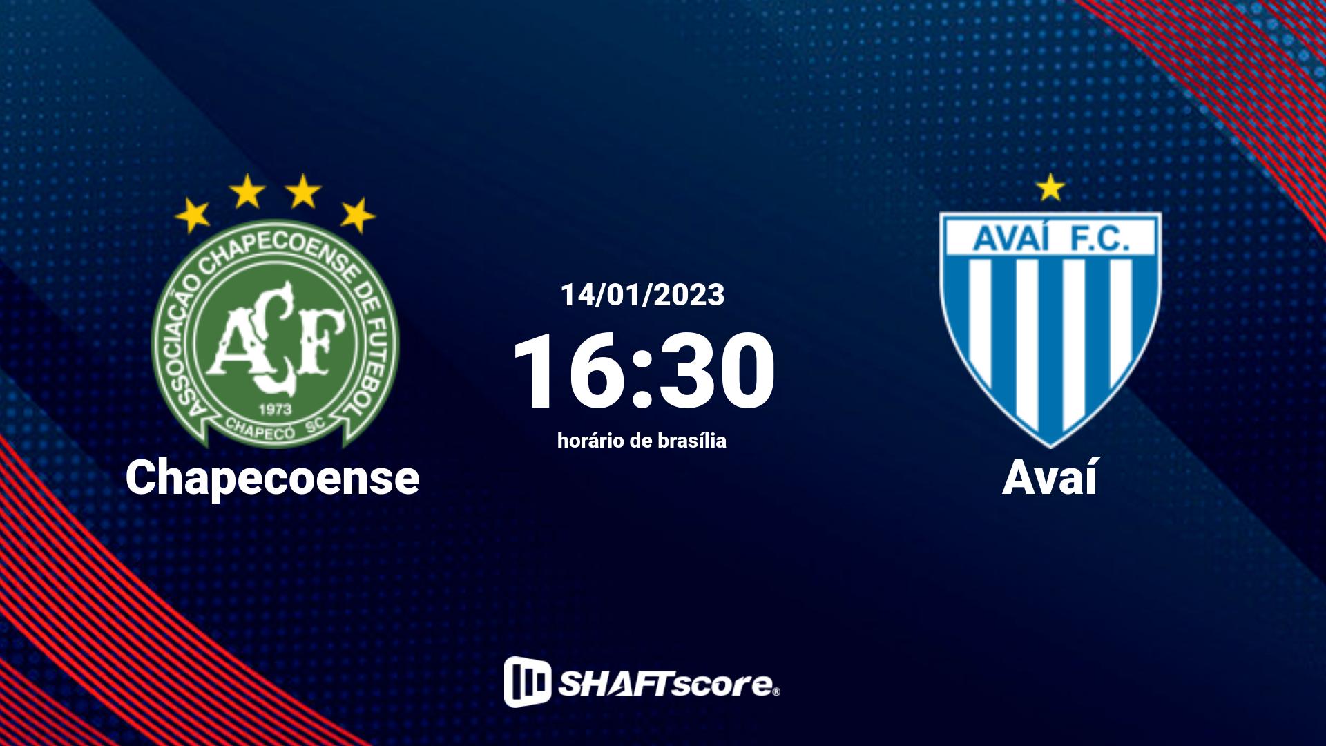 Estatísticas do jogo Chapecoense vs Avaí 14.01 16:30