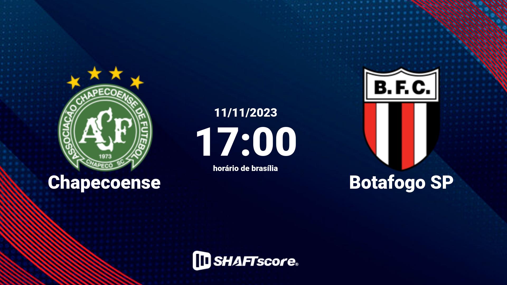 Estatísticas do jogo Chapecoense vs Botafogo SP 11.11 17:00