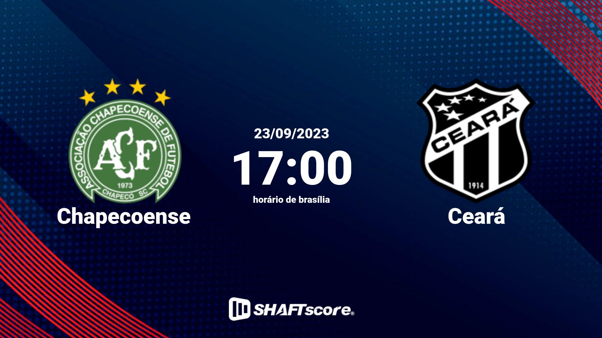 Estatísticas do jogo Chapecoense vs Ceará 23.09 17:00