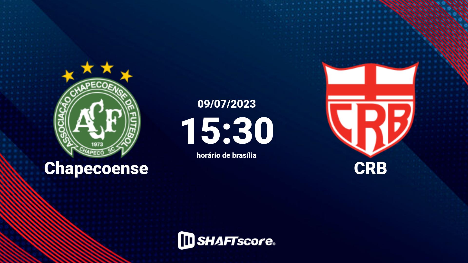 Estatísticas do jogo Chapecoense vs CRB 09.07 15:30