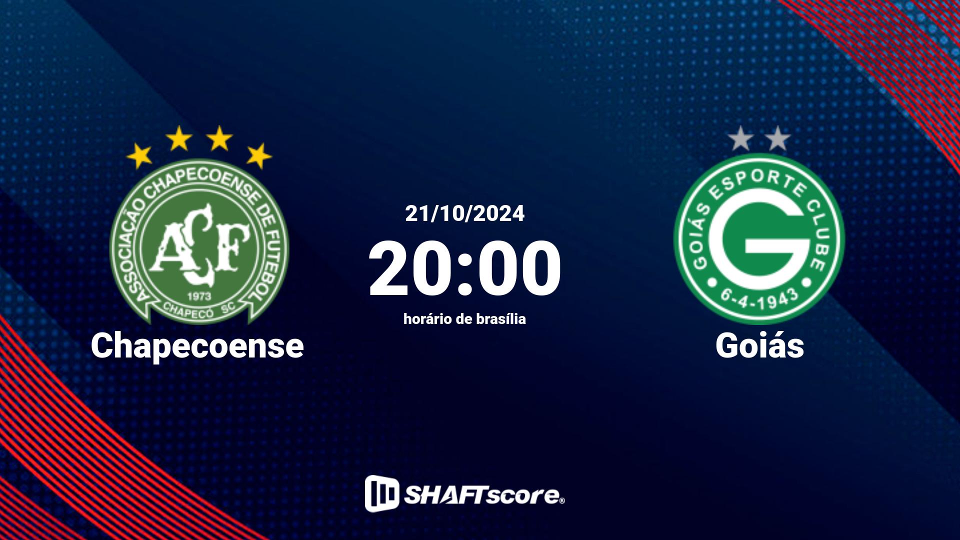 Estatísticas do jogo Chapecoense vs Goiás 21.10 20:00