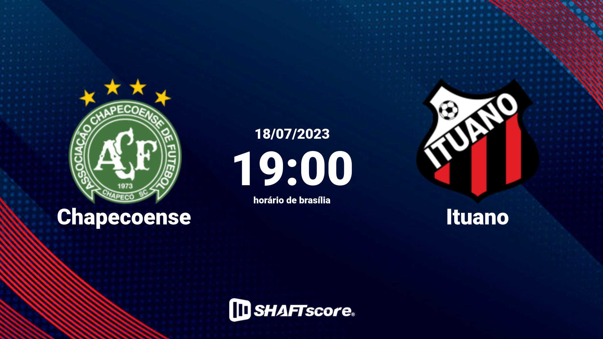 Estatísticas do jogo Chapecoense vs Ituano 18.07 19:00