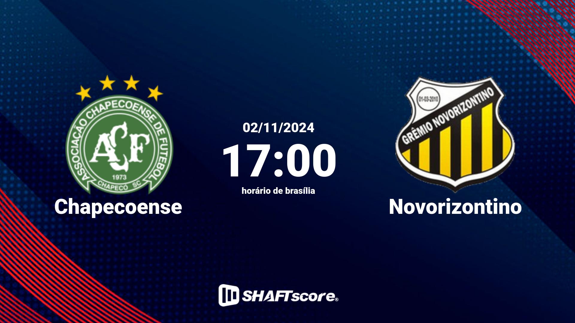 Estatísticas do jogo Chapecoense vs Novorizontino 02.11 17:00