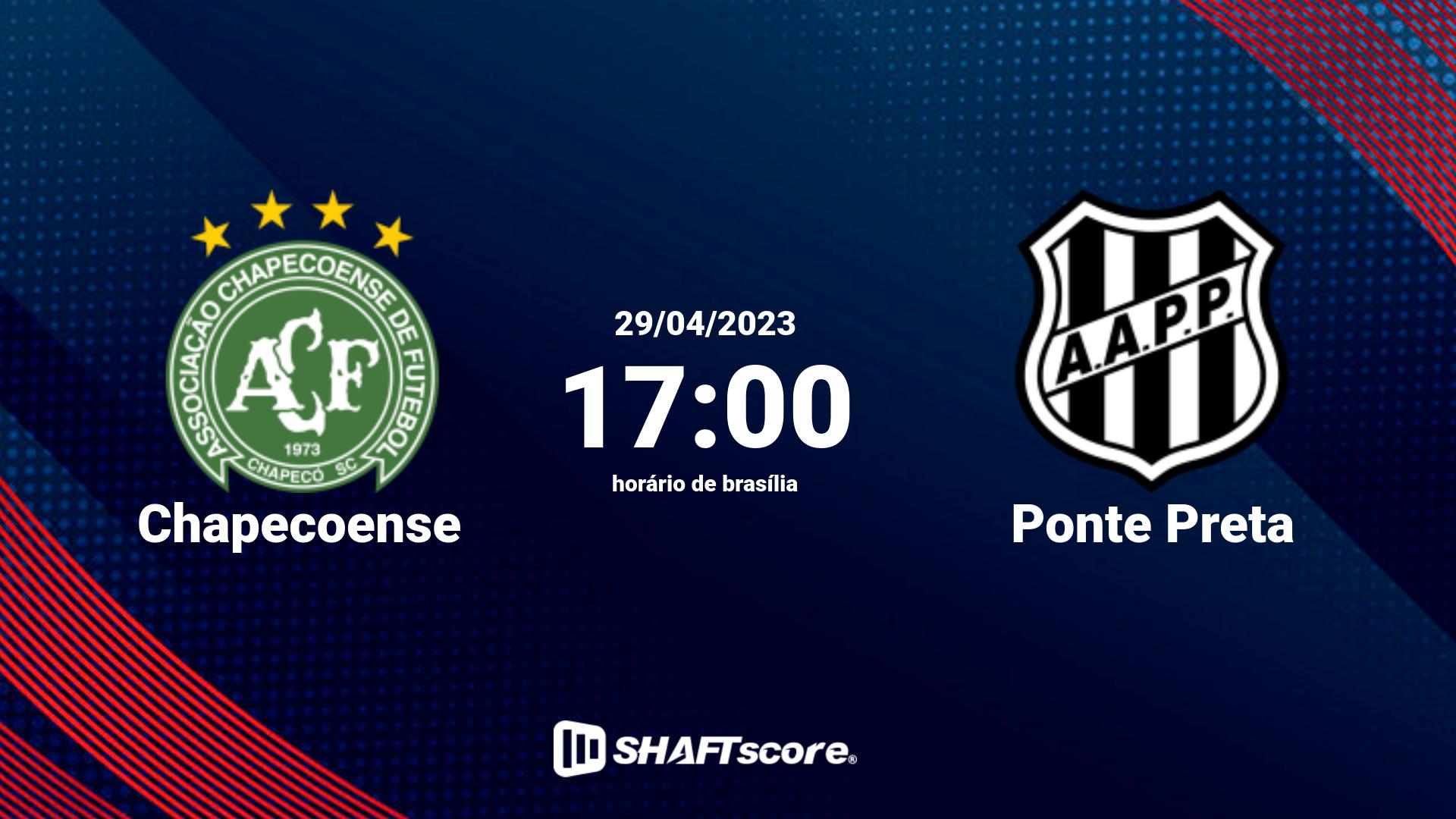 Estatísticas do jogo Chapecoense vs Ponte Preta 29.04 17:00