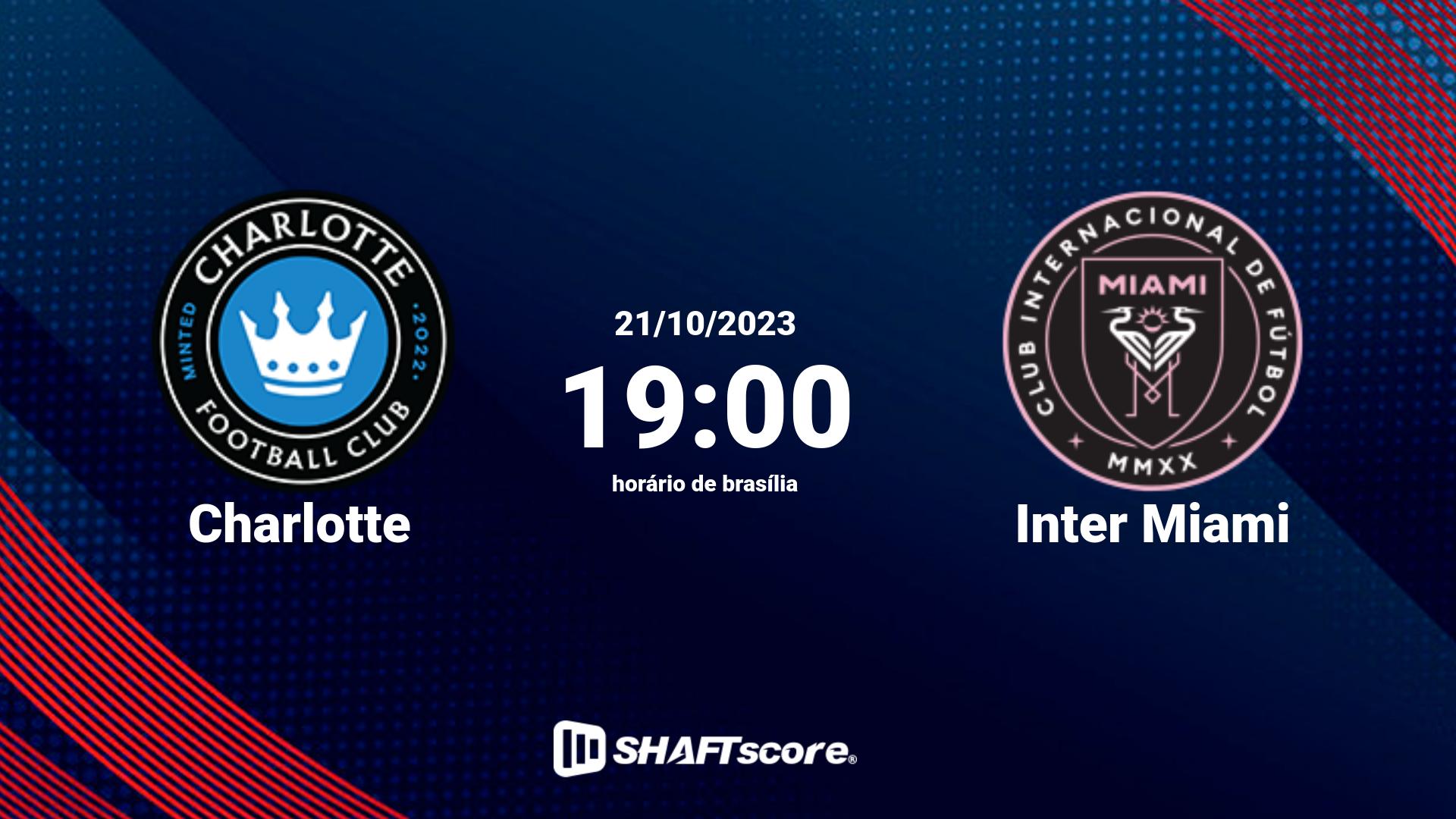 Estatísticas do jogo Charlotte vs Inter Miami 21.10 19:00