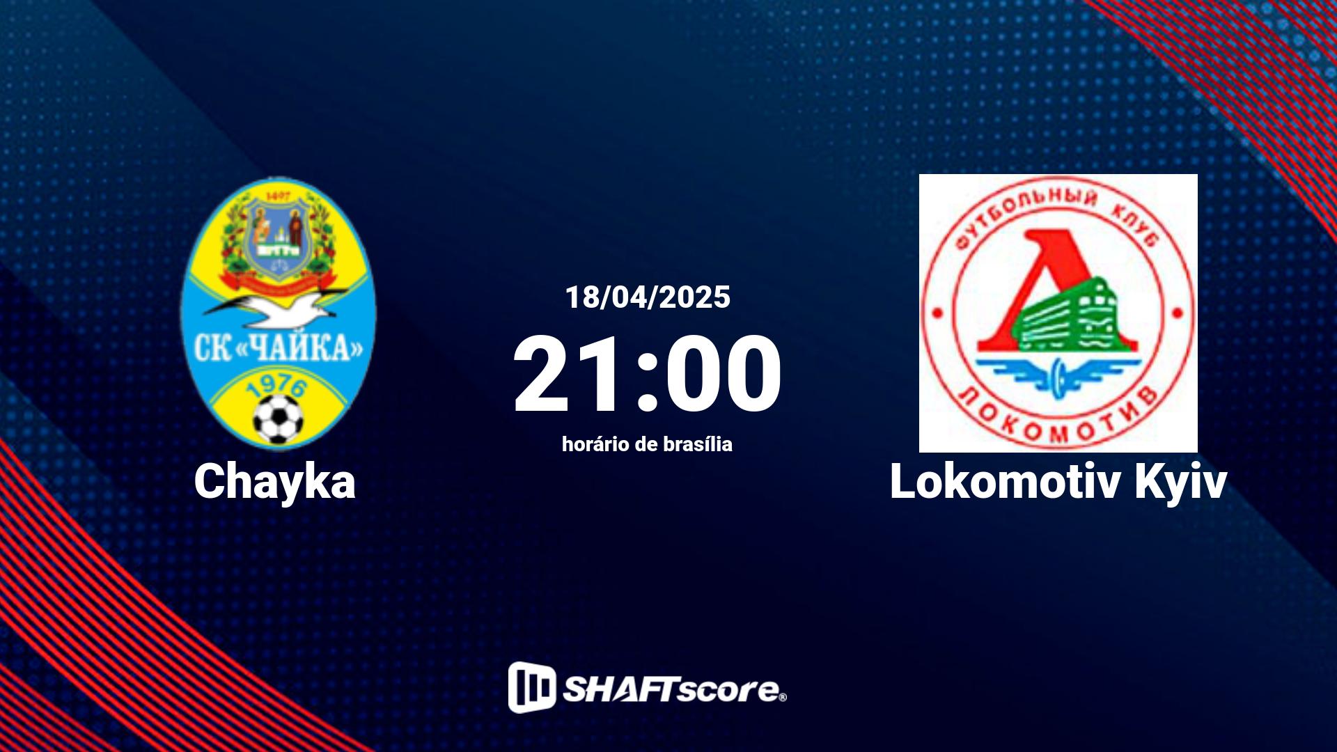 Estatísticas do jogo Chayka vs Lokomotiv Kyiv 18.04 21:00