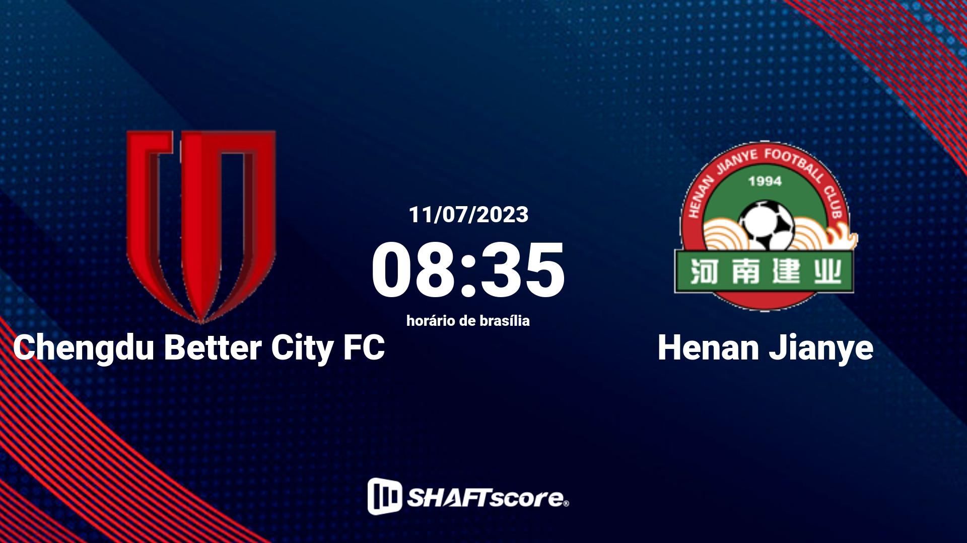 Estatísticas do jogo Chengdu Better City FC vs Henan Jianye 11.07 08:35