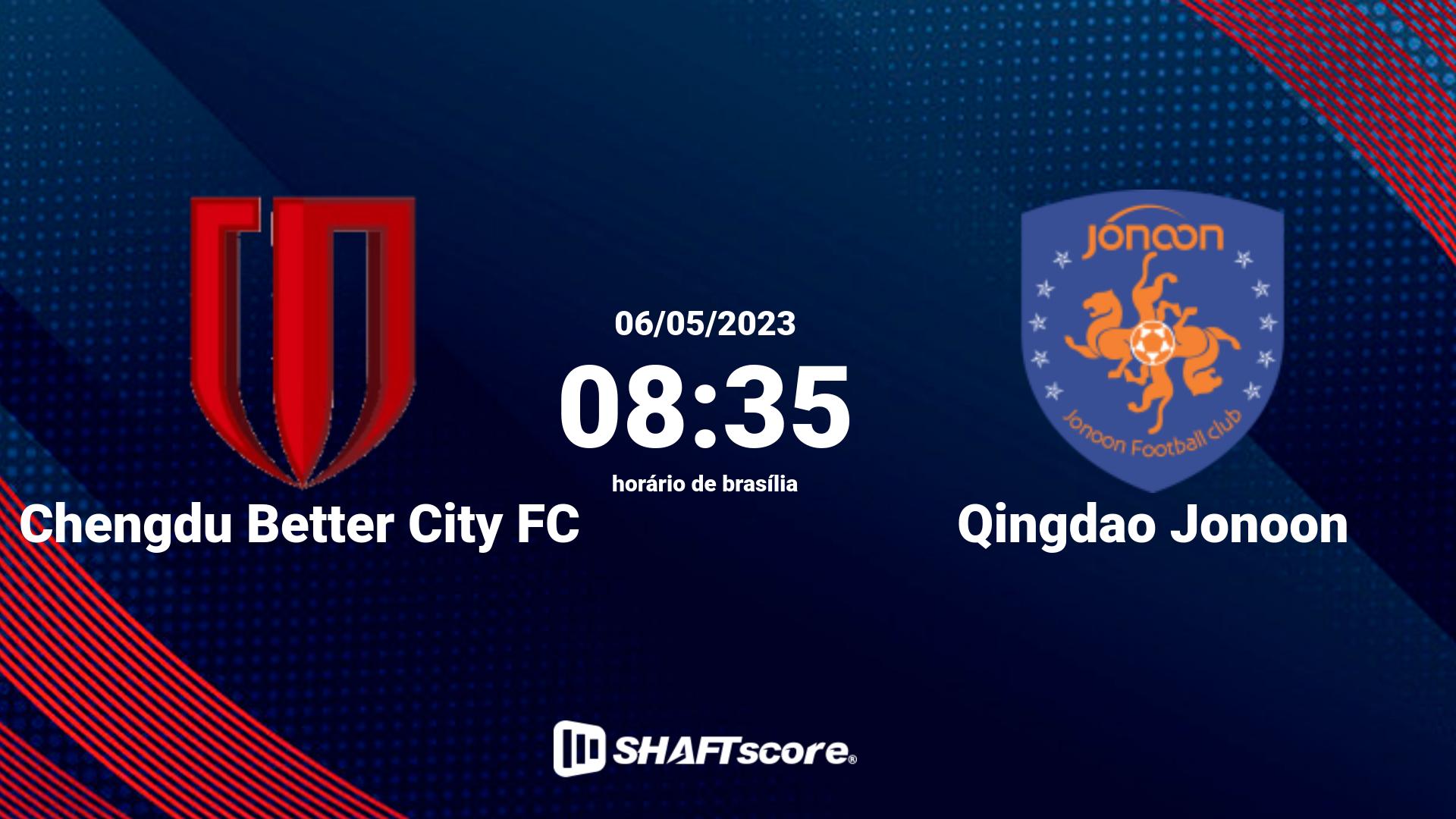 Estatísticas do jogo Chengdu Better City FC vs Qingdao Jonoon 06.05 08:35