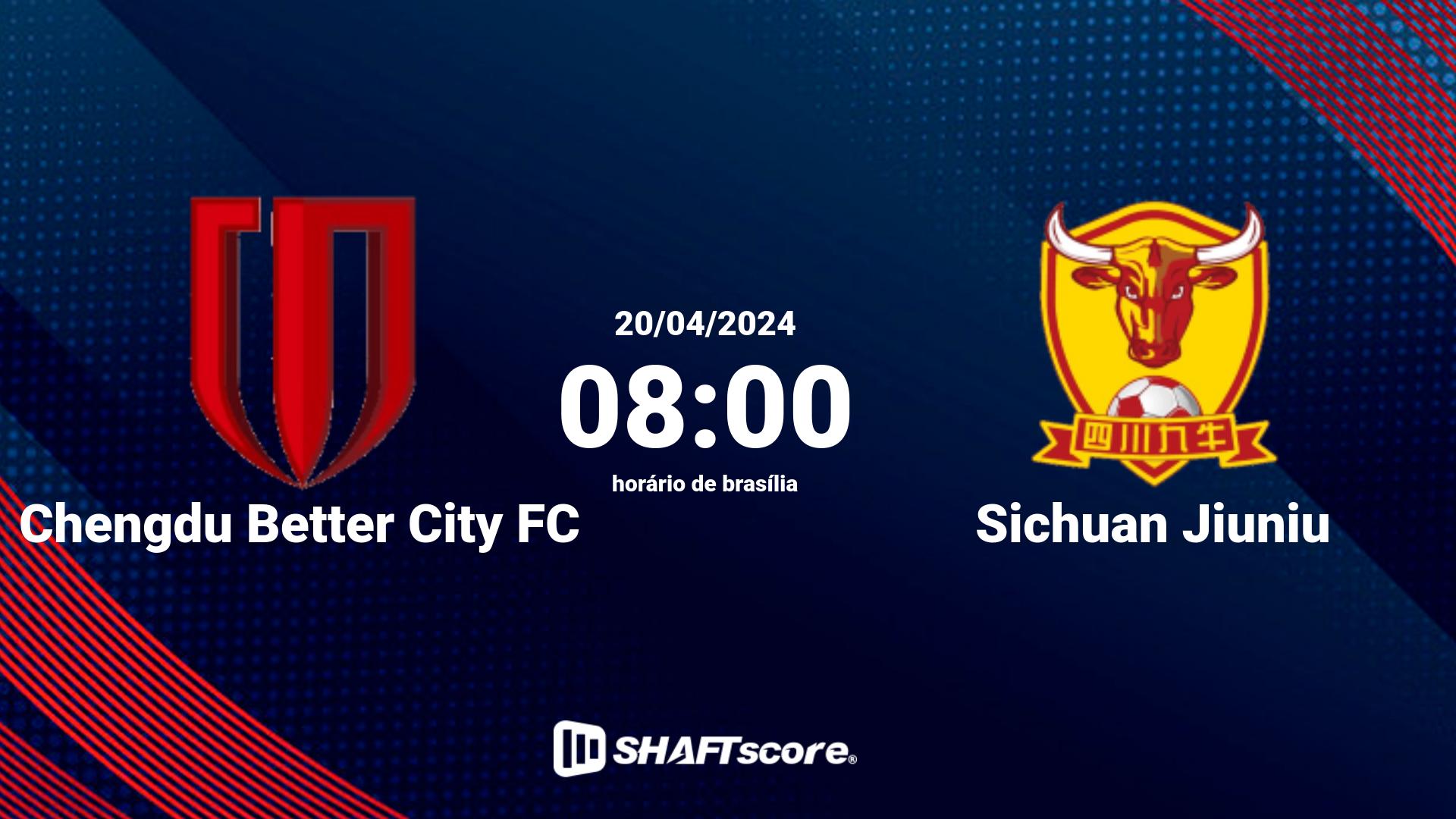 Estatísticas do jogo Chengdu Better City FC vs Sichuan Jiuniu 20.04 08:00