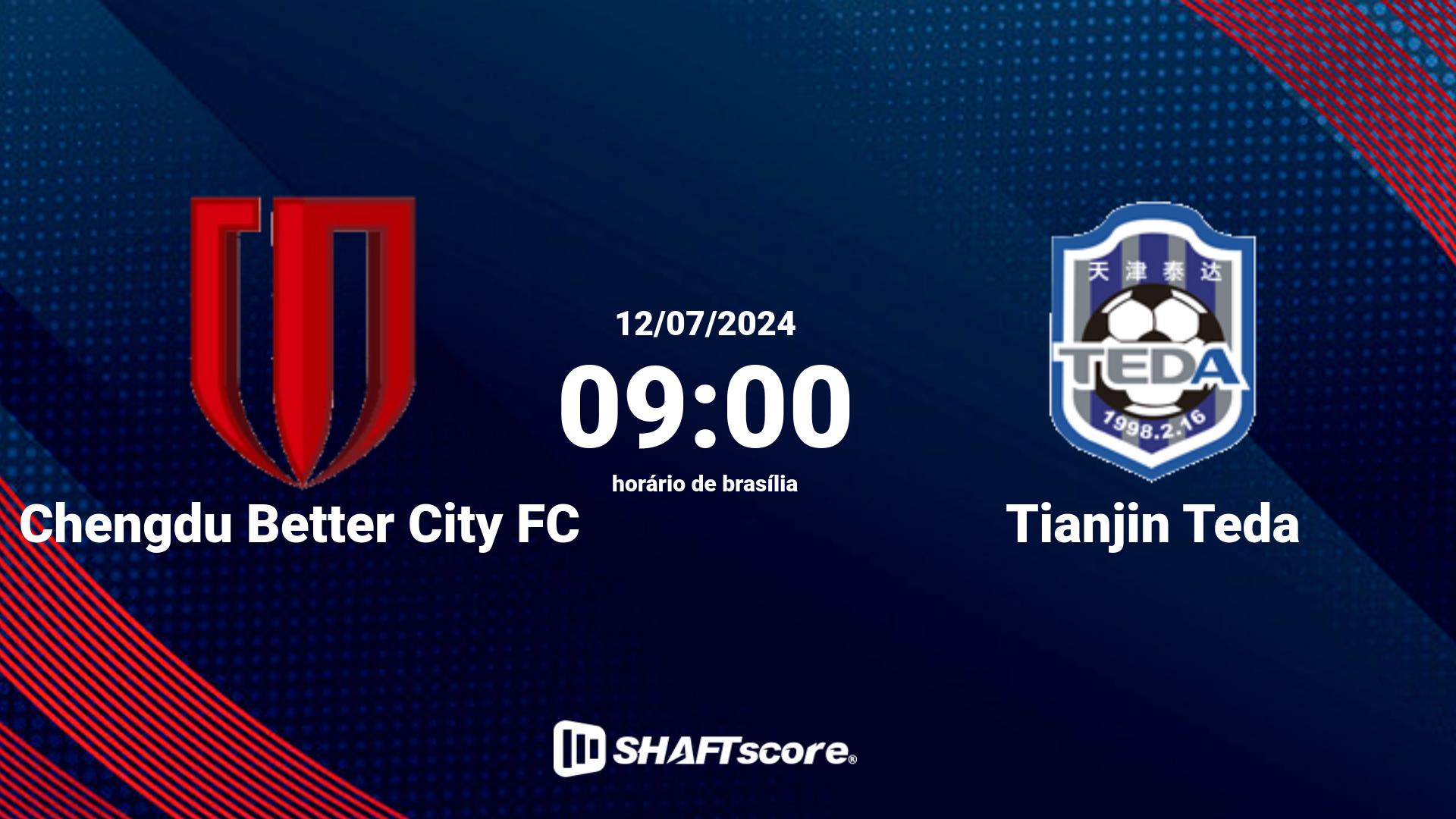 Estatísticas do jogo Chengdu Better City FC vs Tianjin Teda 12.07 09:00