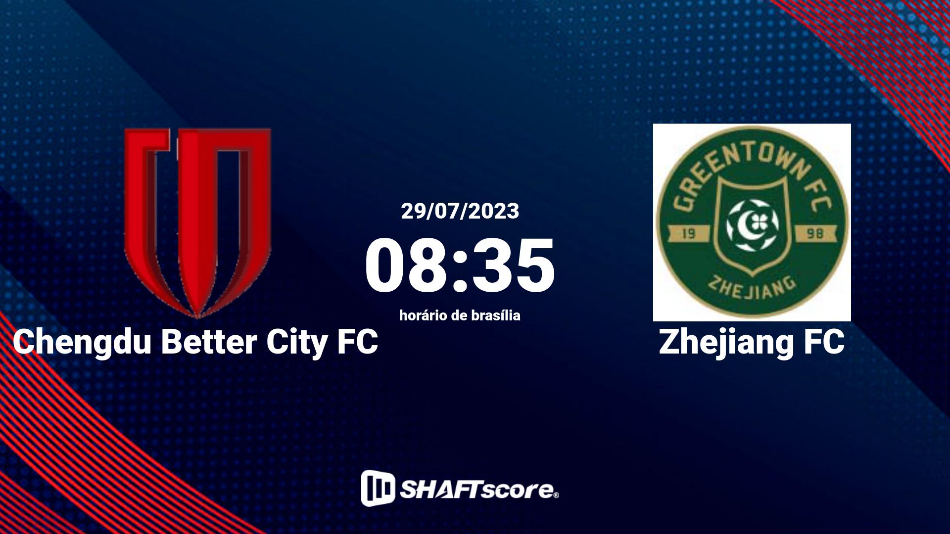 Estatísticas do jogo Chengdu Better City FC vs Zhejiang FC 29.07 08:35