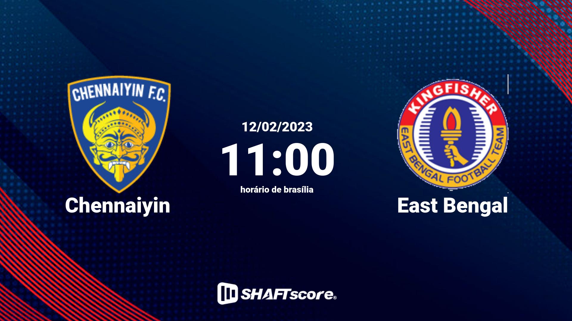 Estatísticas do jogo Chennaiyin vs East Bengal 12.02 11:00