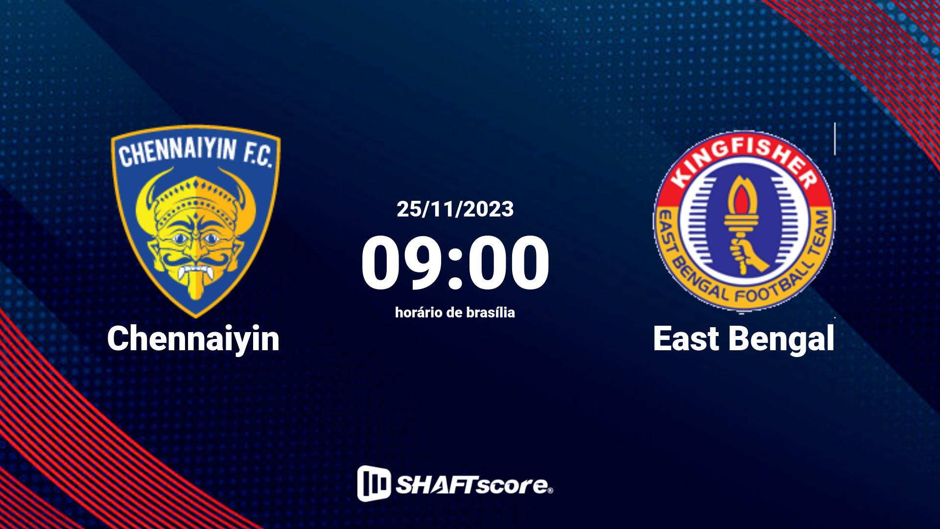 Estatísticas do jogo Chennaiyin vs East Bengal 25.11 09:00