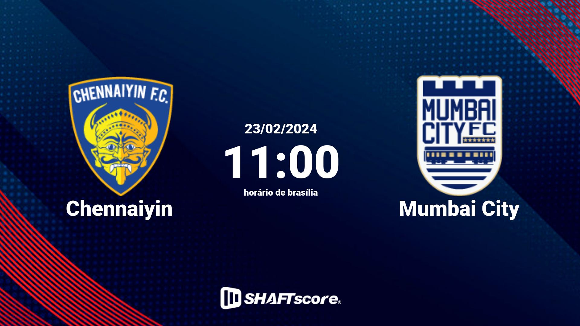 Estatísticas do jogo Chennaiyin vs Mumbai City 23.02 11:00