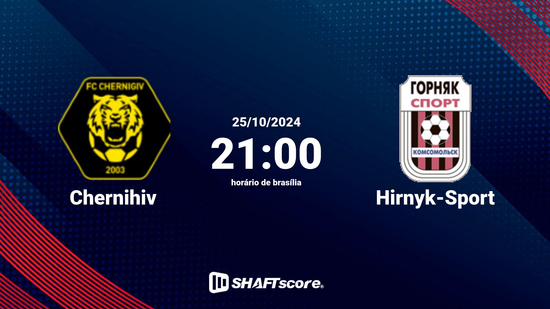 Estatísticas do jogo Chernihiv vs Hirnyk-Sport 25.10 21:00