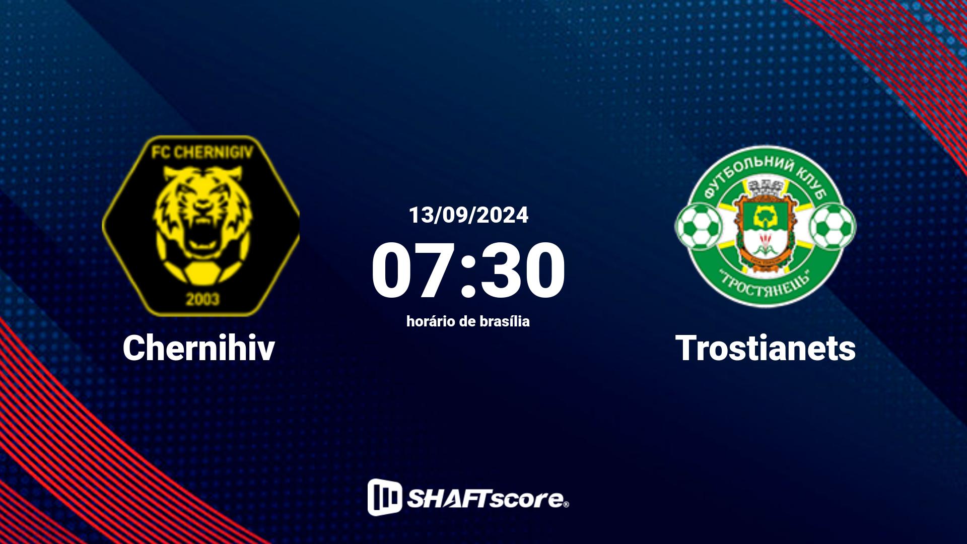 Estatísticas do jogo Chernihiv vs Trostianets 13.09 07:30