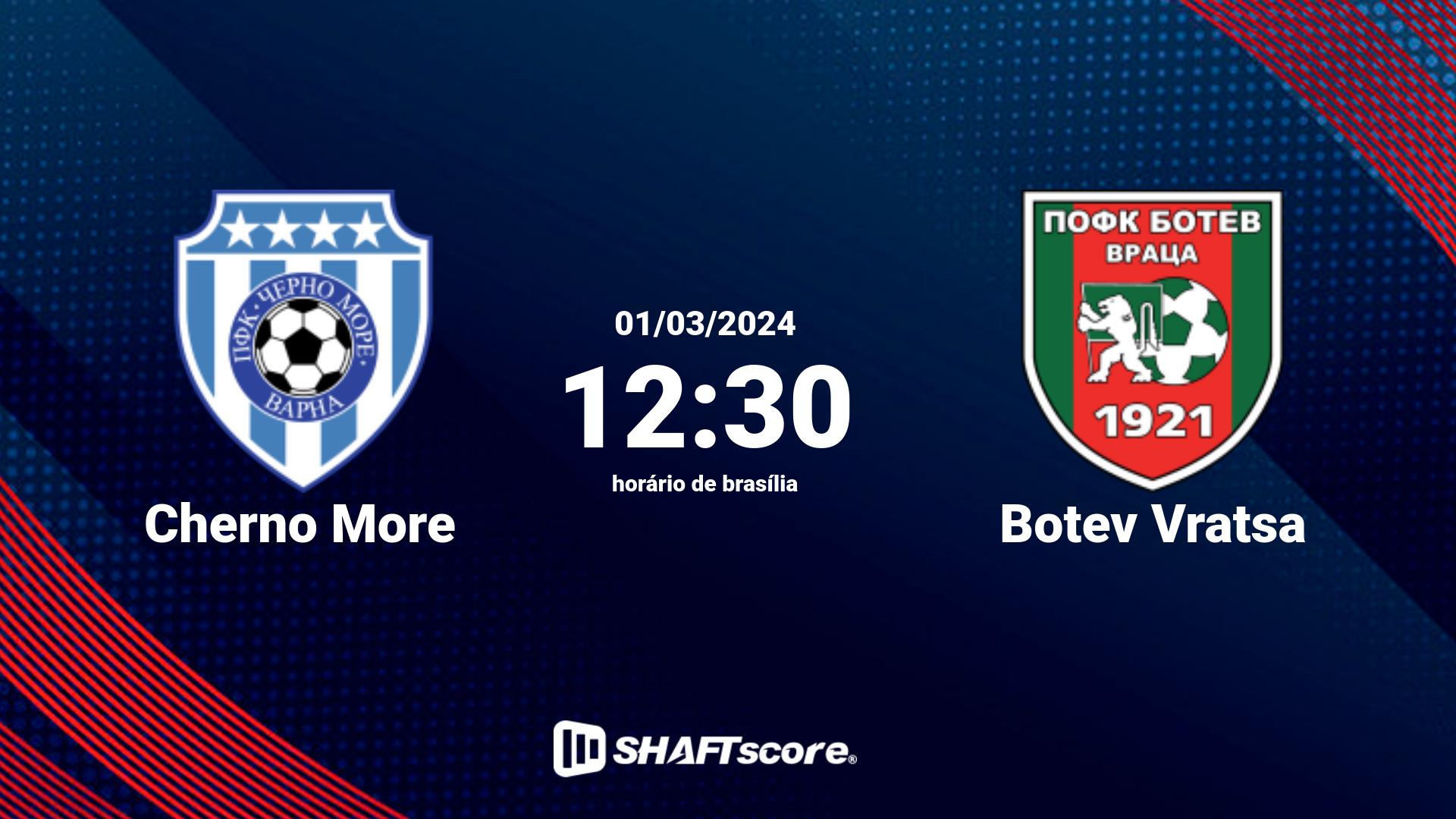 Estatísticas do jogo Cherno More vs Botev Vratsa 01.03 12:30