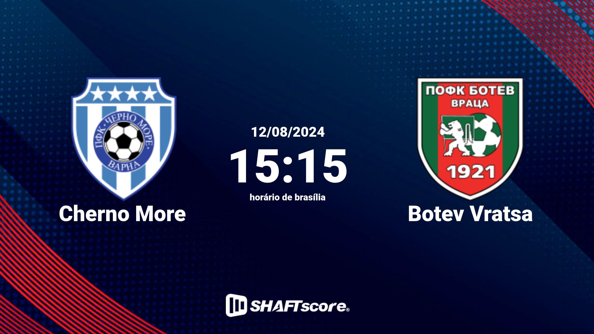 Estatísticas do jogo Cherno More vs Botev Vratsa 12.08 15:15