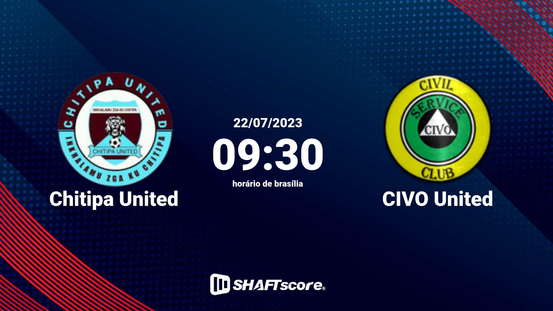 Estatísticas do jogo Chitipa United vs CIVO United 22.07 09:30